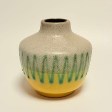 Haldensleben 13cm Fat Lava Vase Yellow Gritty Green Glaze Used