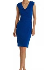 Lauren Ralph Lauren Sheath Dress Women Sz 6 Blue Sleeveless Cowl Neck