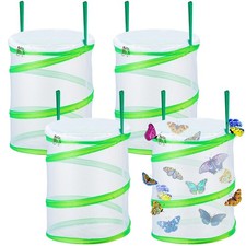 4 Pcs Insect and Butterfly Habitat Cage Terrarium 12" x 14" Tall Clear Mesh C...