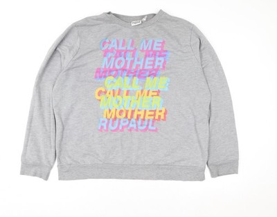 RuPaul x Primark Damen Sweatshirt grau Grafik L 14/16 Baumwollmischung