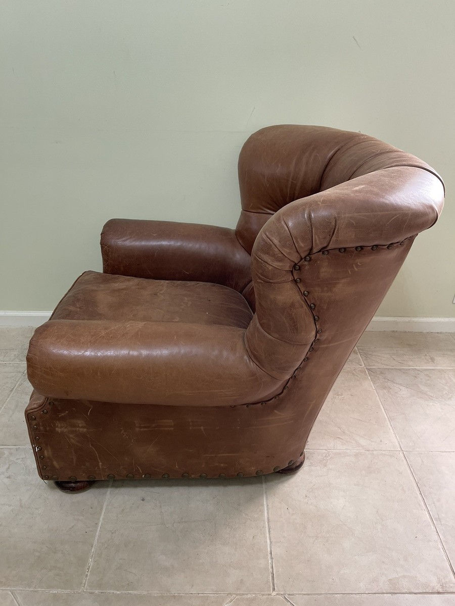 Polo Ralph Lauren Writer's Chair Brown Tufted Leather USA Made By
