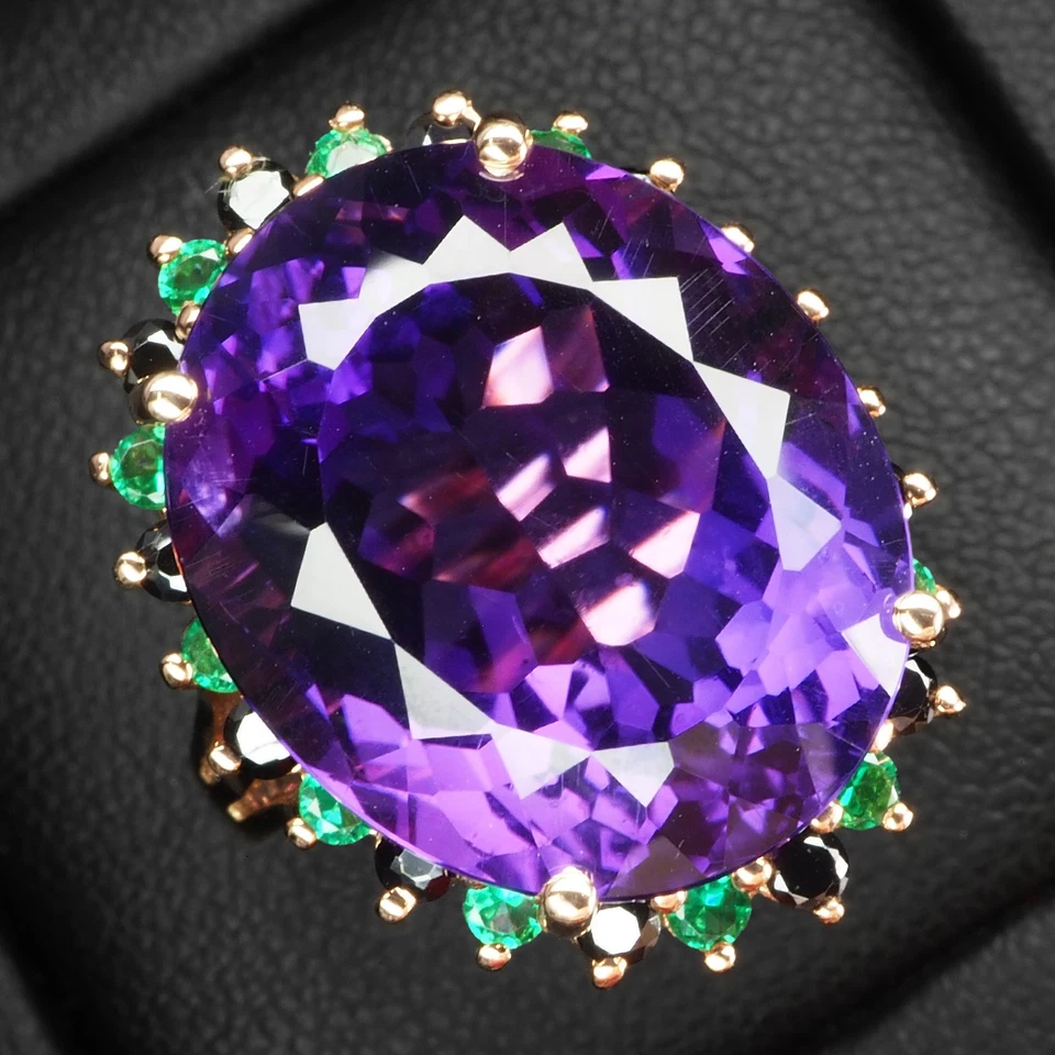 Anillos de oro rosa de plata de ley 925 de 19,70 quilates amatista púrpura con cambio clásico Foto 2 de 4