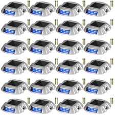 24-Pack Driveway Lights Solar Driveway Blue Lights Dock lights with Switch