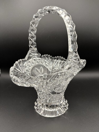 Vintage Hofbauer “The Byrdes Collection” Crystal Deep Basket 10.5” Tall. HEAVY - Picture 4 of 15