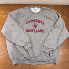 VINTAGE Maryland Terrapins Sweatshirt Mens 4XL Gray Pullover Russell