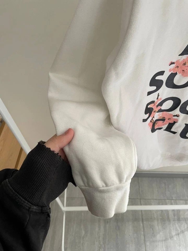 Felpa con cappuccio uomo Anti Social Social Club logo farfalla floreale L bianca ASSC - Immagine 4 di 4