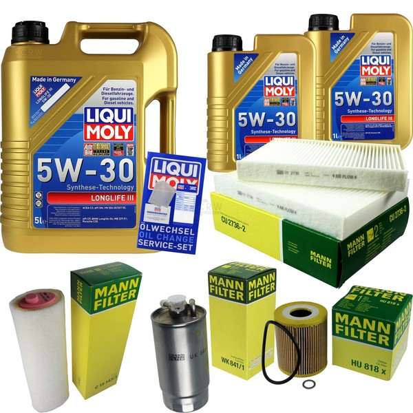 Mann Inspektionspaket 7L Liqui Moly Longlife 5W-30 FüR BMW 5Er Touring E39 530D-image