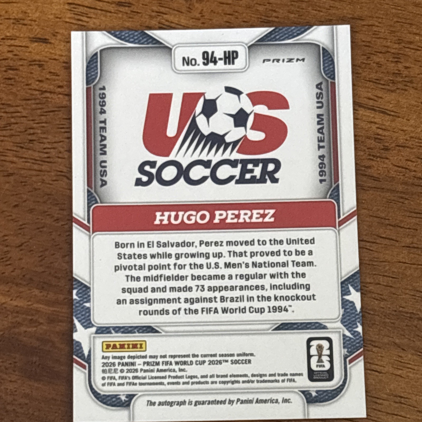2026 Panini Prizm FIFA World Cup Hugo Perez Wave Prizm Auto -1994 Team USA view 11