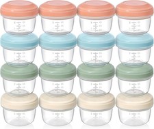  16 Pack 4 oz Small Containers with Lids, Reusable Plastic Jars for Snack