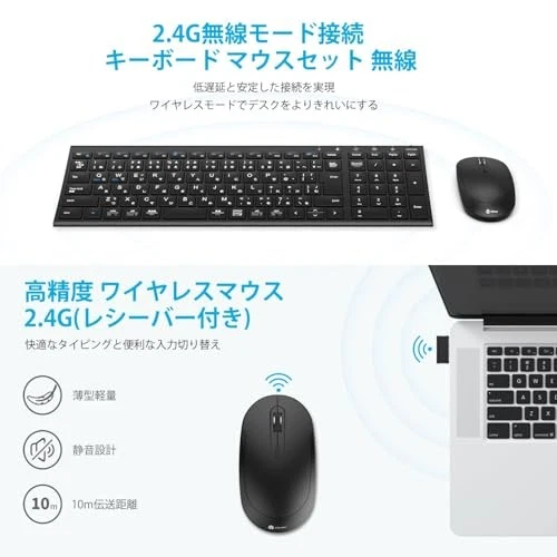 iClever Keyboard Wireless Keyboard Mouse Set Japanese Layout Quiet Ultra-thin - Image 4 of 4