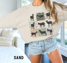 Boho Goat Retro Style Farm Animal Art Graphic Sweatshirt