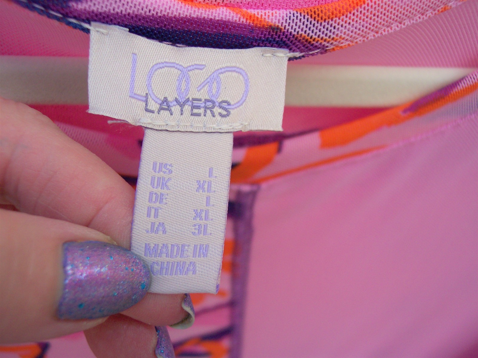 LOGO Layers Lori Goldstein Mesh Patchwork Top L V… - image 11