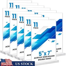 Acrylic Sign Holder Double Sided Tabletop Stand 11 Pack 5x7 Clear Durable New