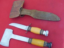 Kinfolks bakelite knife axe combo W/sheath USA set vintage 1924-1950
