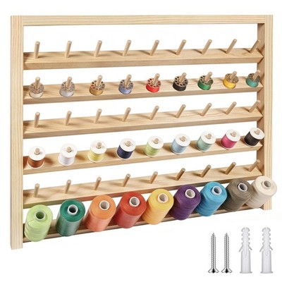 54 Spool Wooden Thread Rack Wall Mounted Sewing Thread Holder Organizer