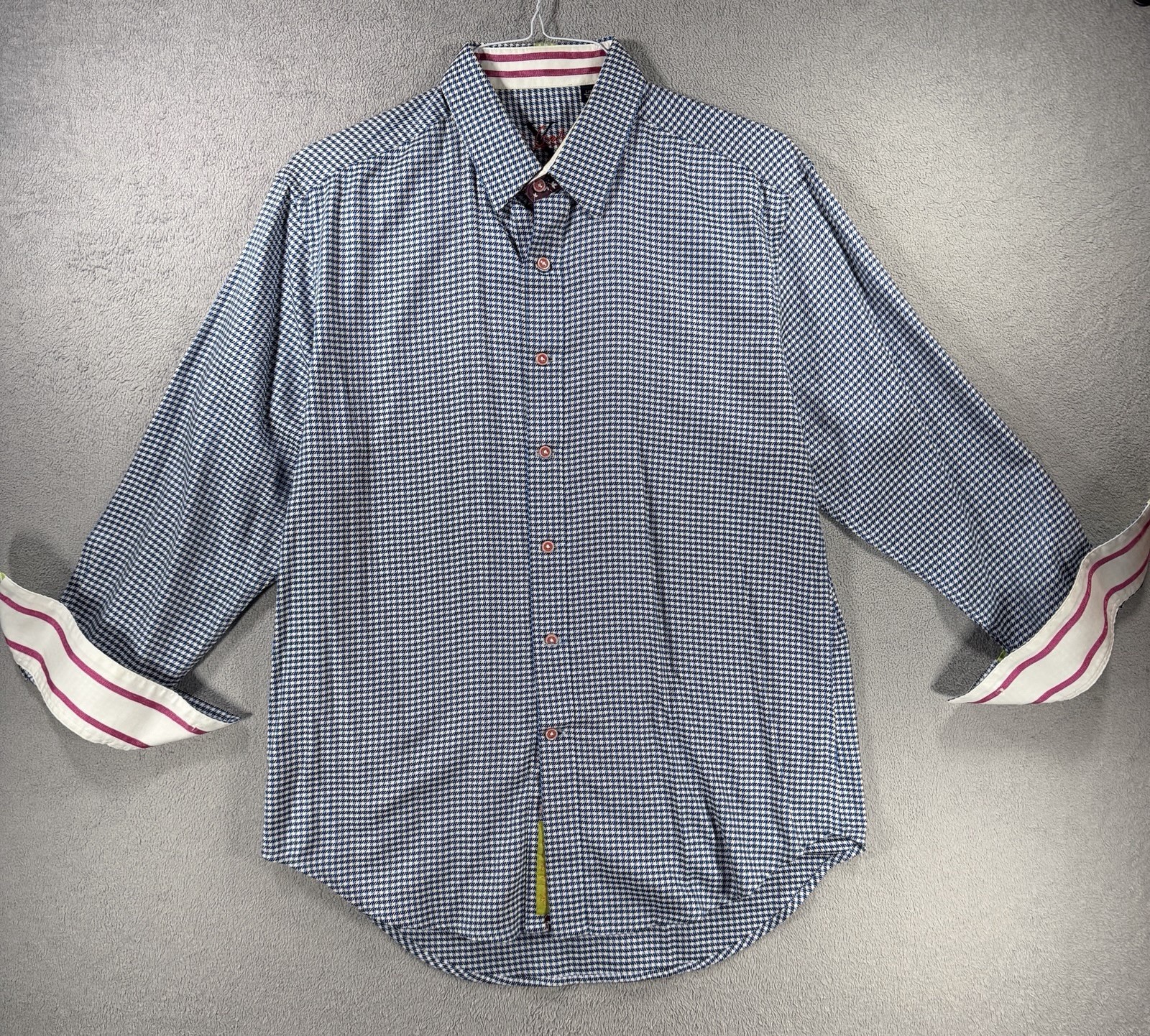 Robert Graham Multi Pattern Checked Blue Dress Sh… - image 2