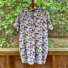 APNY Apparel NY Women's Vintage 100% Linen Colorful Shirt Dress Size XXL 