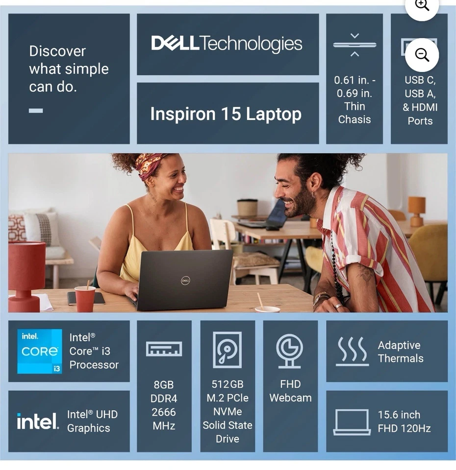 Dell Inspiron 15 3530 15.6" 512GB SSD, Intel Core i3-1305U, 5.0GHz, 8 GB RAM - Image 2 of 4