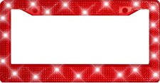 Red Sparkle Gold Leopard License Plate Frame 6.3x12.2in Aluminum Car Truck