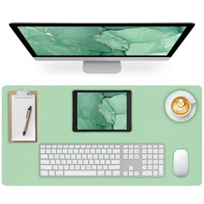 23.6x13.7 inch Green Leather Desk Pad Mat Waterproof Non-Slip Mouse Pad