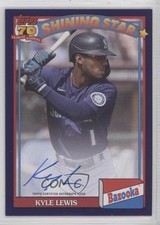 2021 Archives 1991 Topps Bazooka Shining Stars Purple /150 Kyle Lewis Auto 0f5t