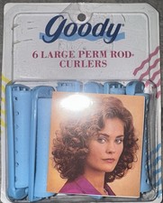 NEW GOODY 6 LARGE PERM ROD CURLERS NEW 430/4 UPC 10529 BLUE SNAP LOCK 1989