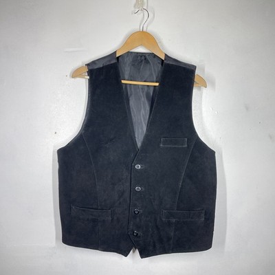 Vintage Wildleder Lederweste 44'' schwarz Weste Biker Rocker Steampunk Festival