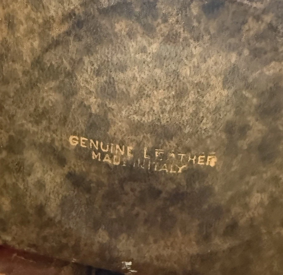 Vintage Italian Leather Wrapped Glass Decanter Bottle with Stopper Made in Italy - Image 3 of 4