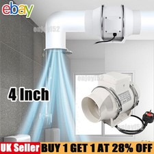 4 inch 100mm Silent Diameter Inline Extractor Fan Bathroom Shower Ceiling Mount