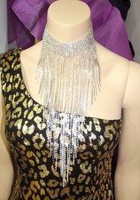 Grande collana nappa dichiarazione di strass, collare, argento, bianco, travestimento, drag queen, nuovo
