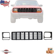 Fits 1997-2001 Jeep Cherokee New Front Grille And Headlight Door Bezel Black 3pc