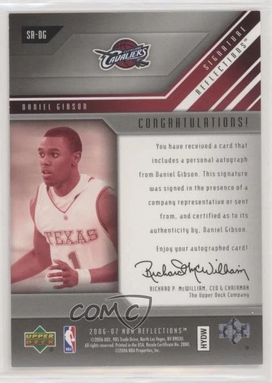 2006-07 Upper Deck Reflections Signature Daniel Gibson #SR-DG Rookie Auto RC - Image 2 of 2