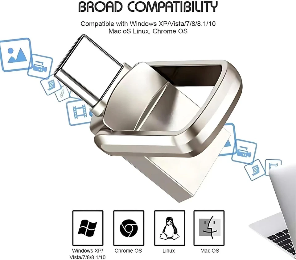 1/2TB Type C/USB-A USB 3.0 Flash Drive Thumb Drive Memory Stick for PC Lapto Lot - Image 3 of 4