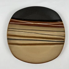 Set 2 Better Homes and Gardens Bazaar Brown Stripes Dinner Plates Home Trends