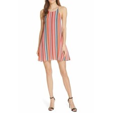 Alice + Olivia Kalia Tie Back Mini Halter Dress Size M Striped Retro Flowy NEW
