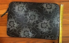 Kate Spade New York Padded Laptop Sleeve Case Black Iridescent Flower Design 13"