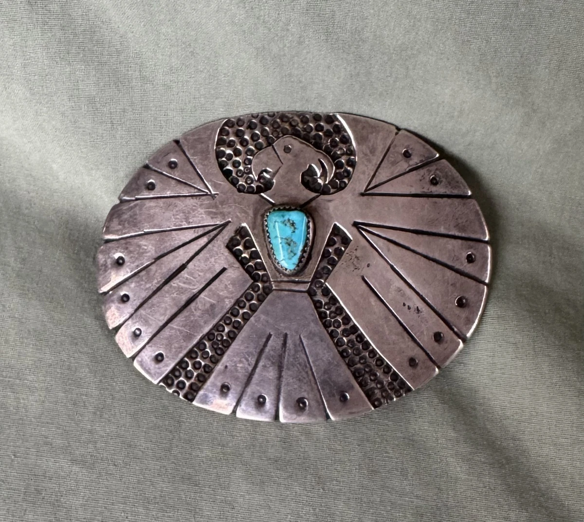 Silver Turquoise Belt Buckle In Us Native American Jewelry 1935