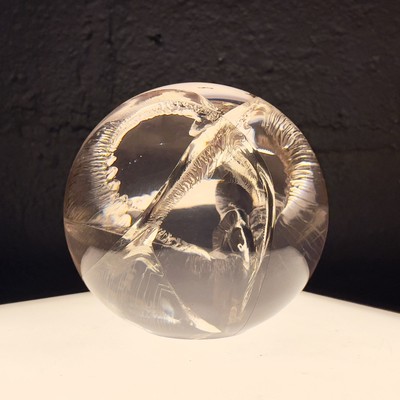 Rare Vintage Fractured Resin Lucite Sphere Sculpture Pierre Giraudon Style MCM