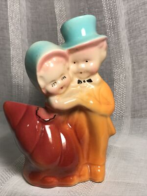 Vintage Ceramic Planter, Dresser Caddy, Figurine, Kitsch Dancing Couple Collecti