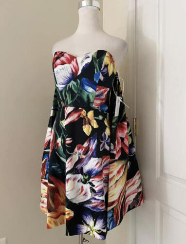 Marchesa Notte trägerloses Mini-Cape-Kleid mit Blumendruck Größe 4 US UVP $ 695 - Bild 8 von 17