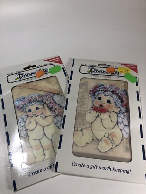 Vintage Chartpak Crafts Rub-On Transfers Two Dreamsicles Angels Kiss Heart NEW
