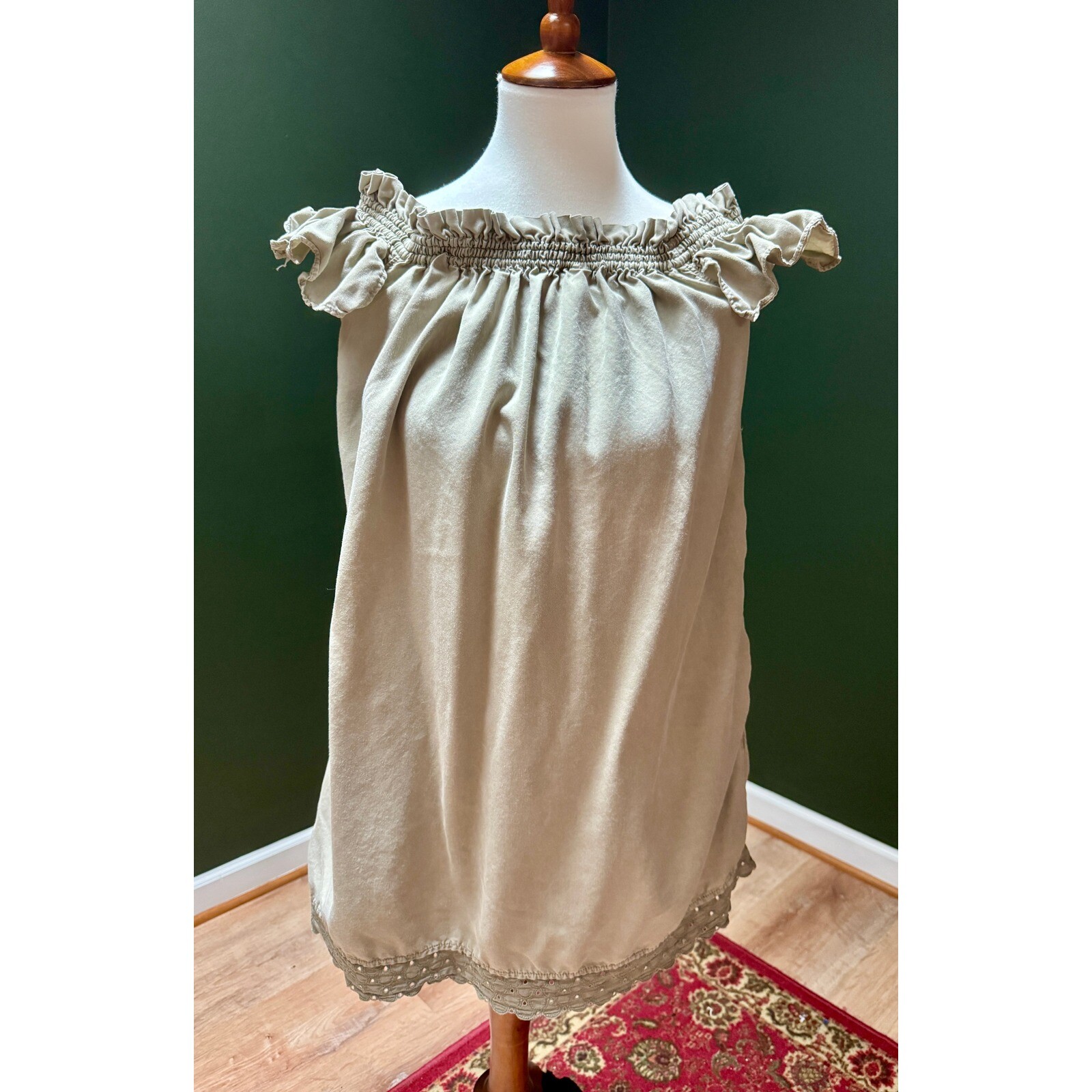 Zara Basic Collection Smocked Ruffle Trim Sleevel… - image 1