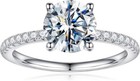 New Womens 1.5Ct Moissanite Rings for Women, D Color Clarity Brilliant Round Cut