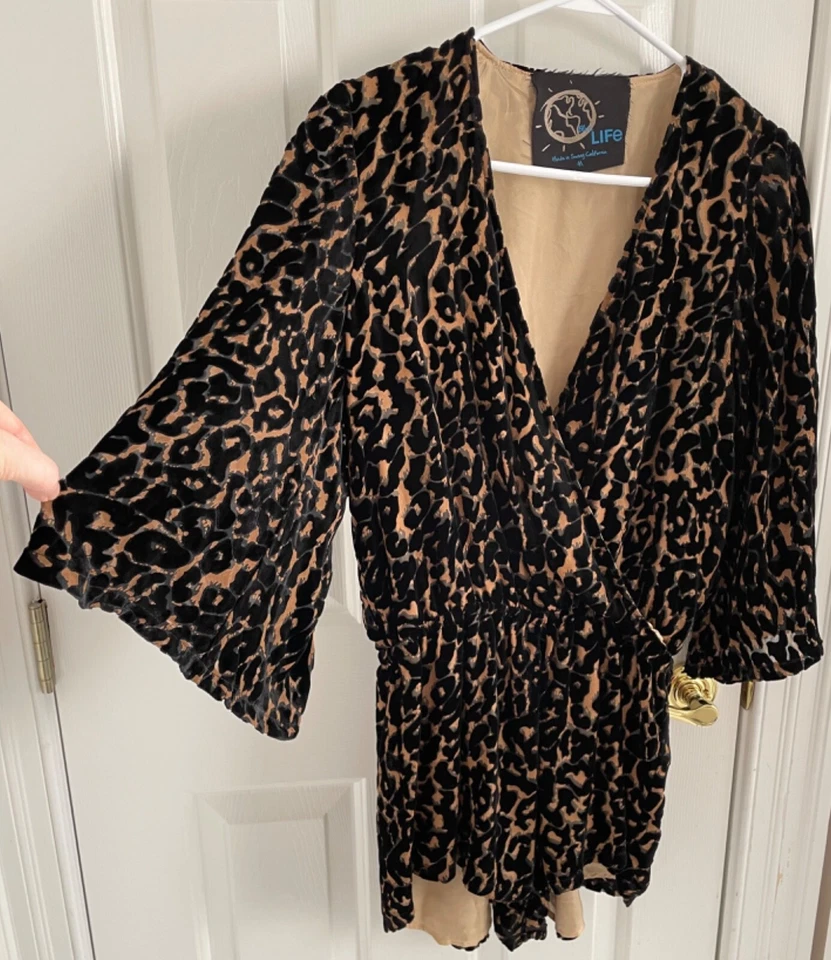 Mameluco Boho Blue Life Wild & Free 100 % seda leopardo M Foto 4 de 4