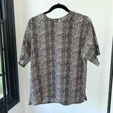 Vintage Da-Rue Women's Cheetah Print Boxy Short Sleeve Blouse sz 6 Made in USA