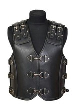Men's Real 2MM Thick Leather Bikers vest Choppers Vest Steampunk Leather Vest