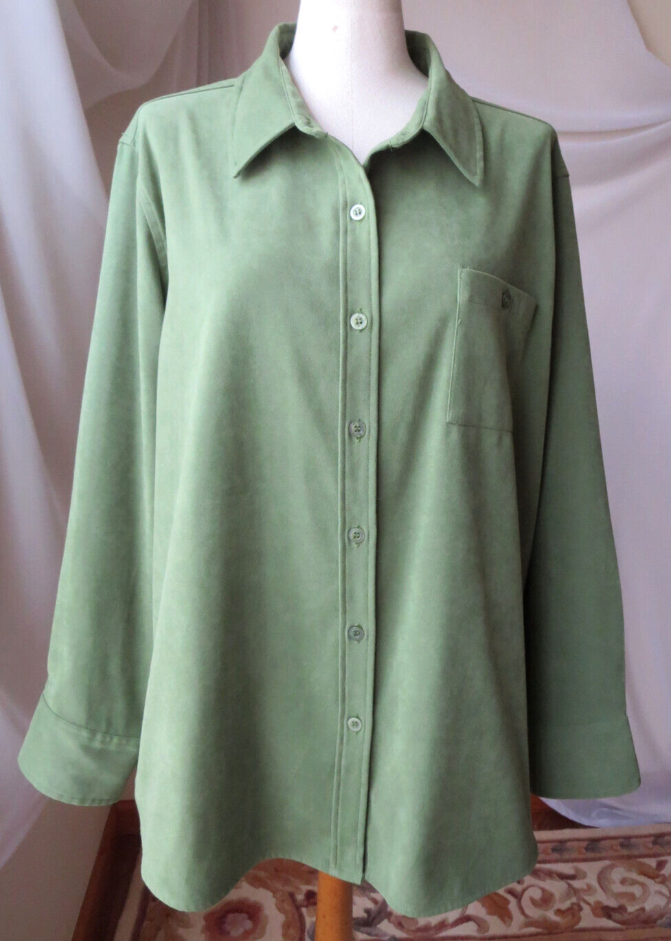 BASIC EDITIONS WOMANS COLLARED SHIRT LONG SLV BUT… - image 1