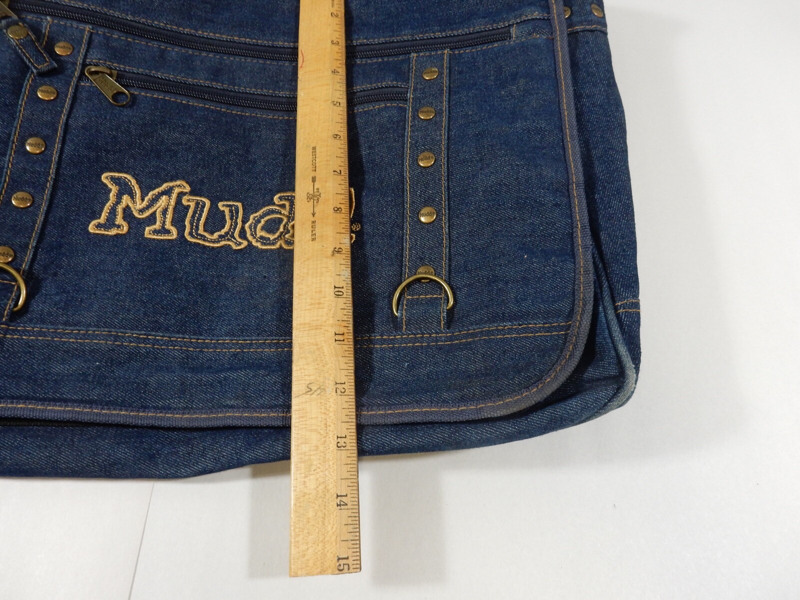 MUDD Blue Denim Crossbody Messenger Bag Vintage Y2K 90&rsquo;s, Never Used! 16x14 inch