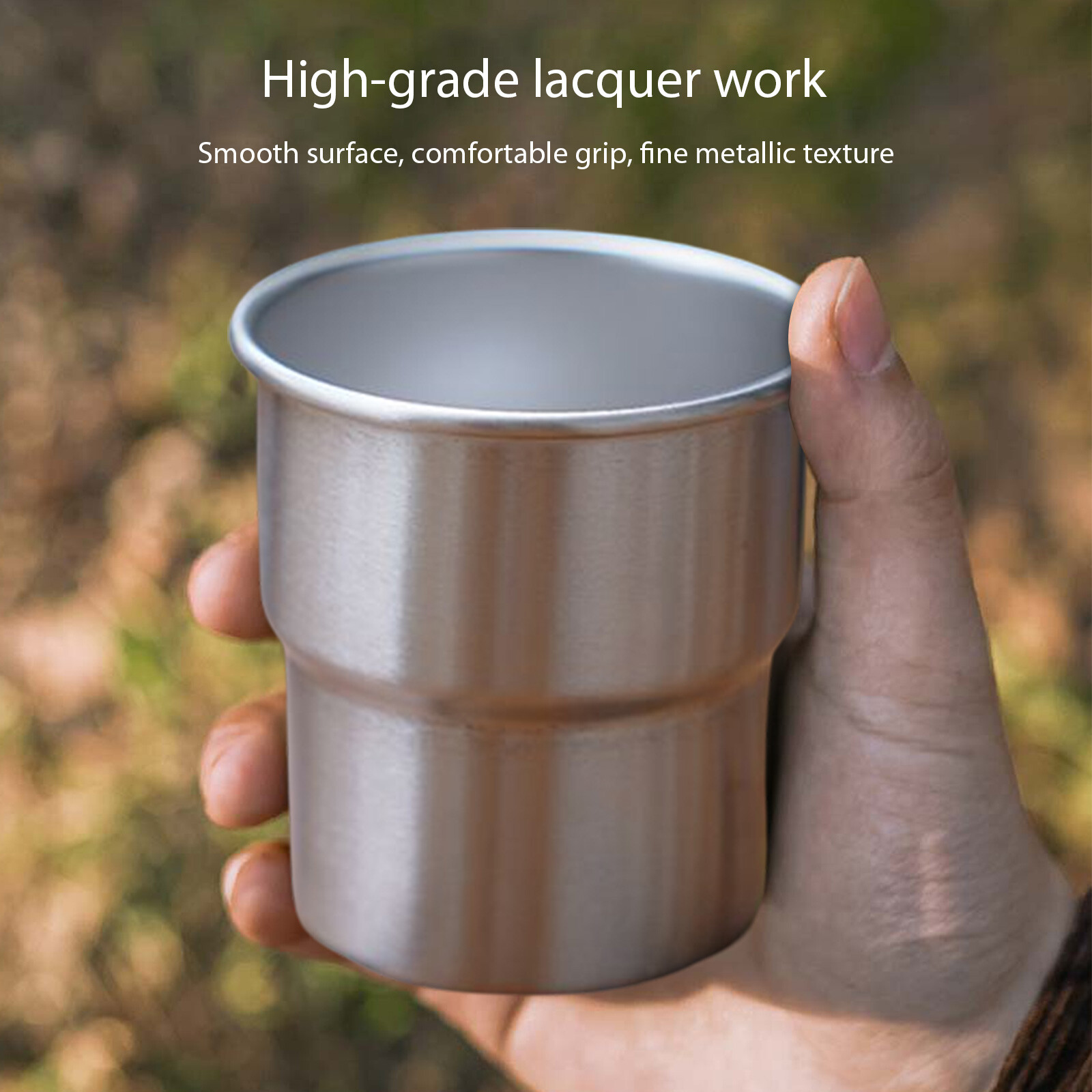 Camping Water Cup Stackable Outdoor Coffee Beer Cup Mug (Steel Natural