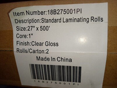 1.5 Mil Clear Gloss Standard Roll Laminating Film 27'' x 500' - 1'' Core (2 rolls)